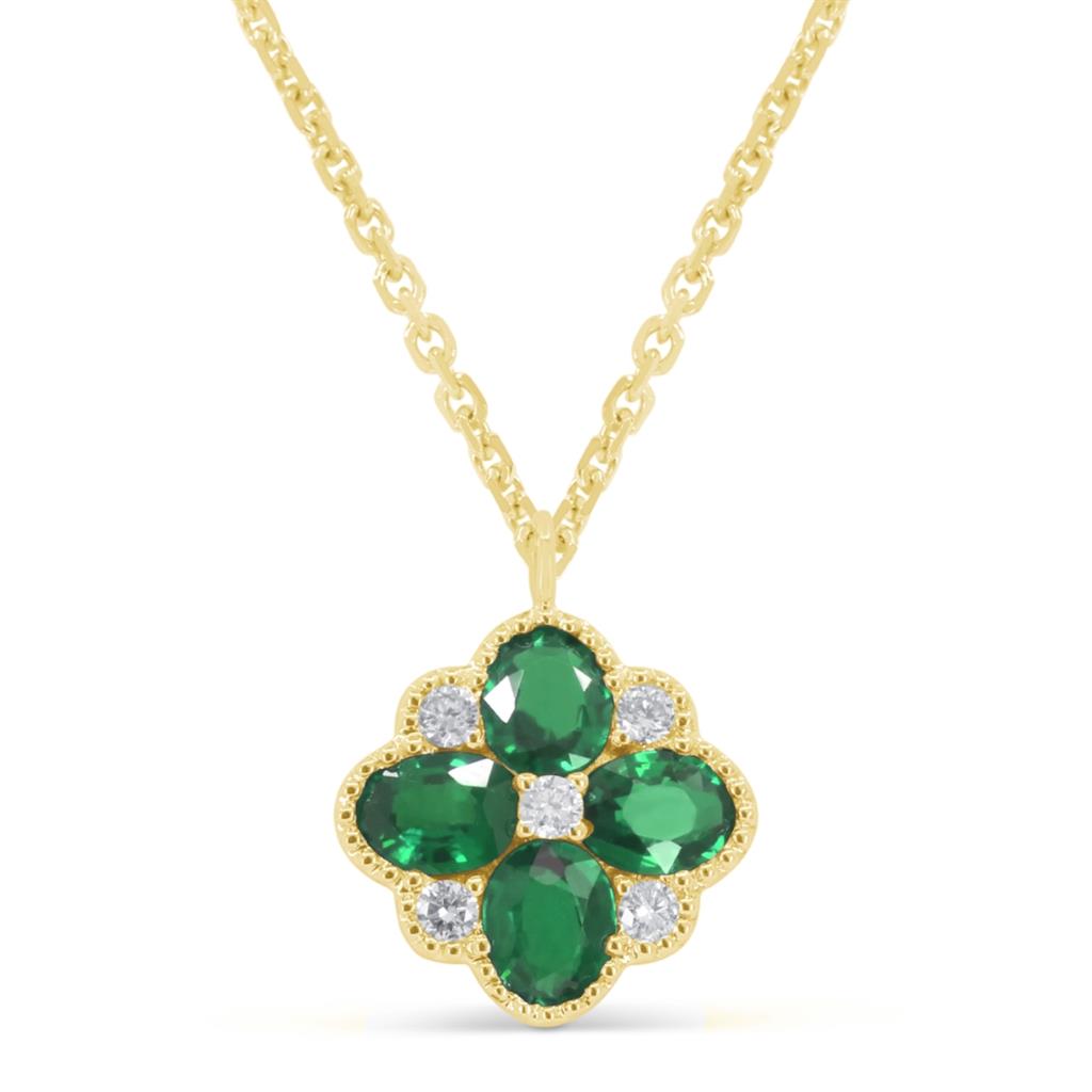 Real emerald newest 14k floral pendant