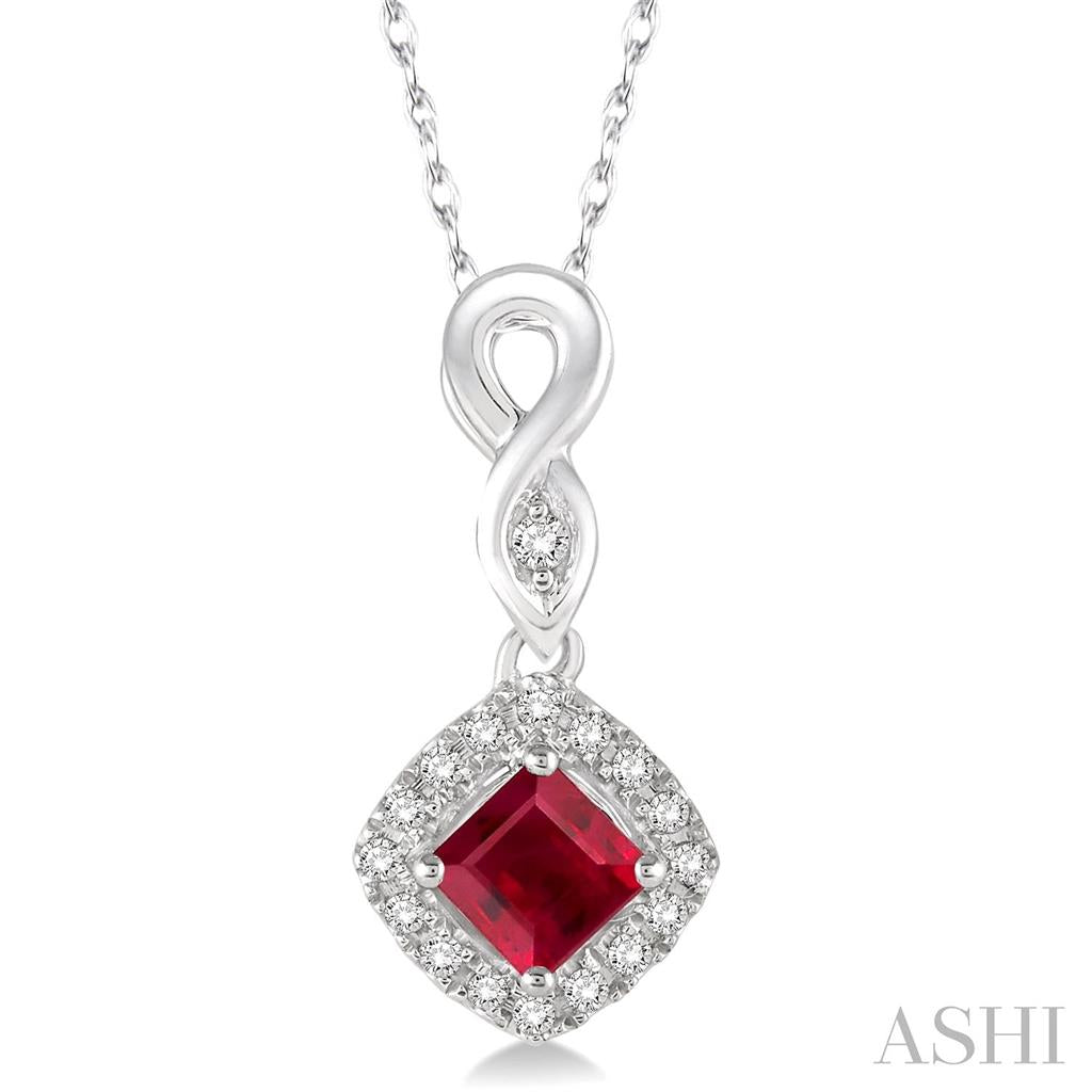 14K on sale white gold genuine ruby & diamond necklace