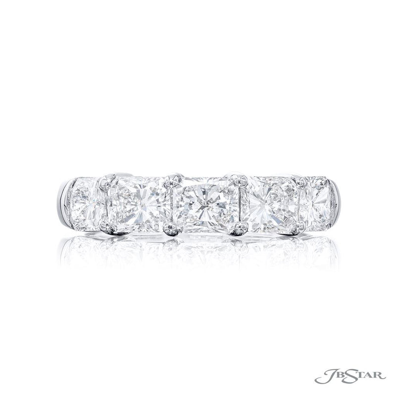 JB Star Platinum Wedding Band with Radiant Cut Diamonds