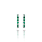 Davis Classics 14k White Gold Emerald Hoop Earrings