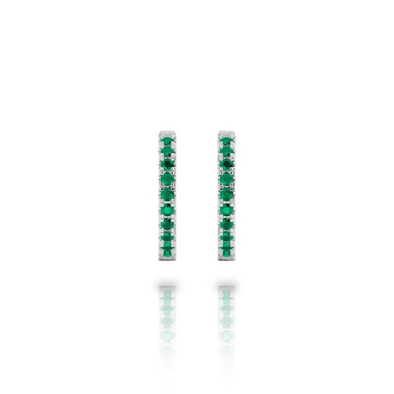 Davis Classics 14k White Gold Emerald Hoop Earrings