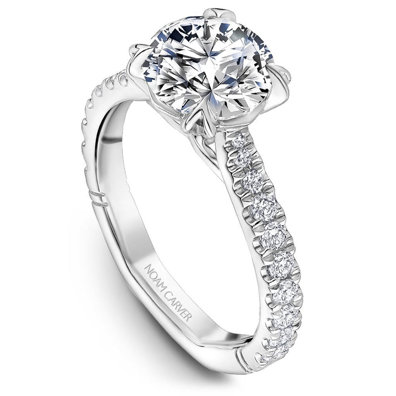 Noam Carver Sidestone Diamond Engagement Ring Setting in 14k White Gold