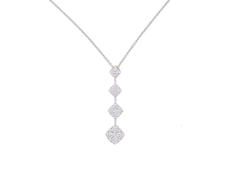 Davis Classics 14k White Gold Endless Diamond Bar Station Pendant Necklace