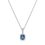 Charles Krypell 18k White Gold London Blue Topaz, Sapphire, and Diamond Starburst Pendant Necklace