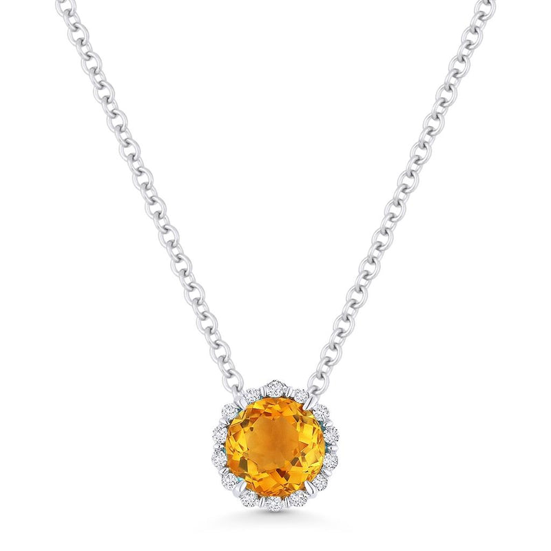 Madison L 14k White Gold Citrine Halo Slide Pendant