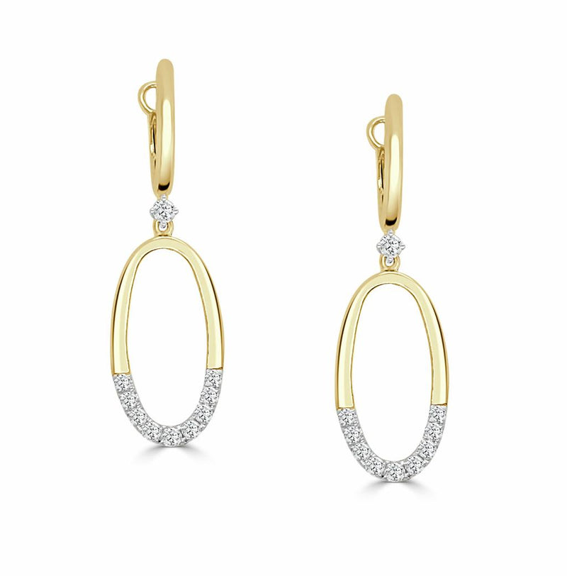 Frederic Sage 14k Yellow and White Gold Diamond Open Oval Dangle Earrings