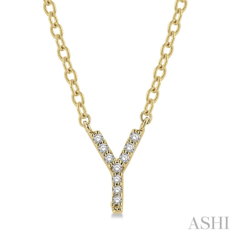 Davis Classics 14k Yellow Gold Diamond Initial "Y" Pendant Necklace