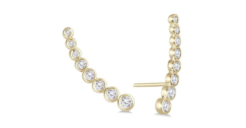 Davis Classics 14k Yellow Gold Diamond Ear Climbers