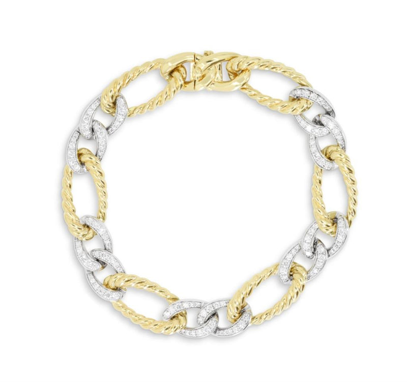 Madison L 14k Yellow and White Gold 7" Diamond Link Bracelet