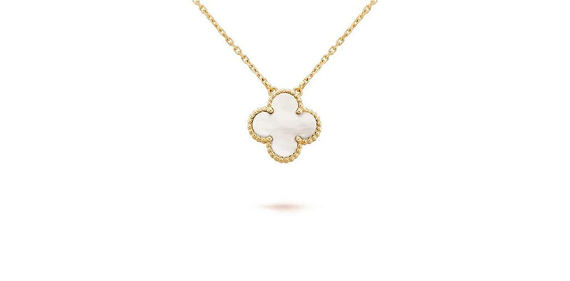 Madison L 14k Yellow Gold Reversible Clover Design Gemstone Pendant Necklace