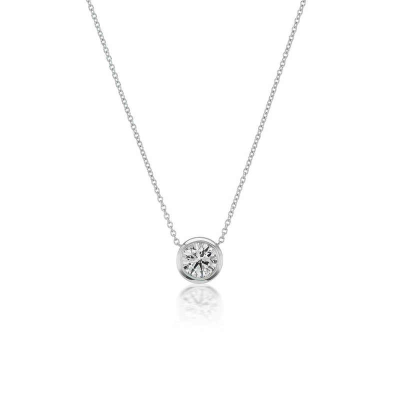 Davis Classics 18k White Gold Diamond Solitaire Pendant Necklace