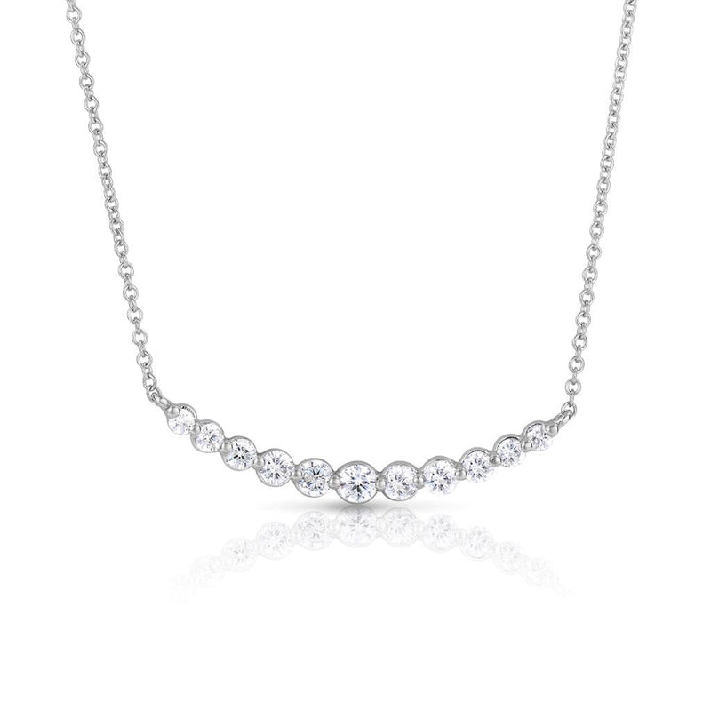 Davis Classics 14k White Gold Curved Diamond Bar Pendant Necklace