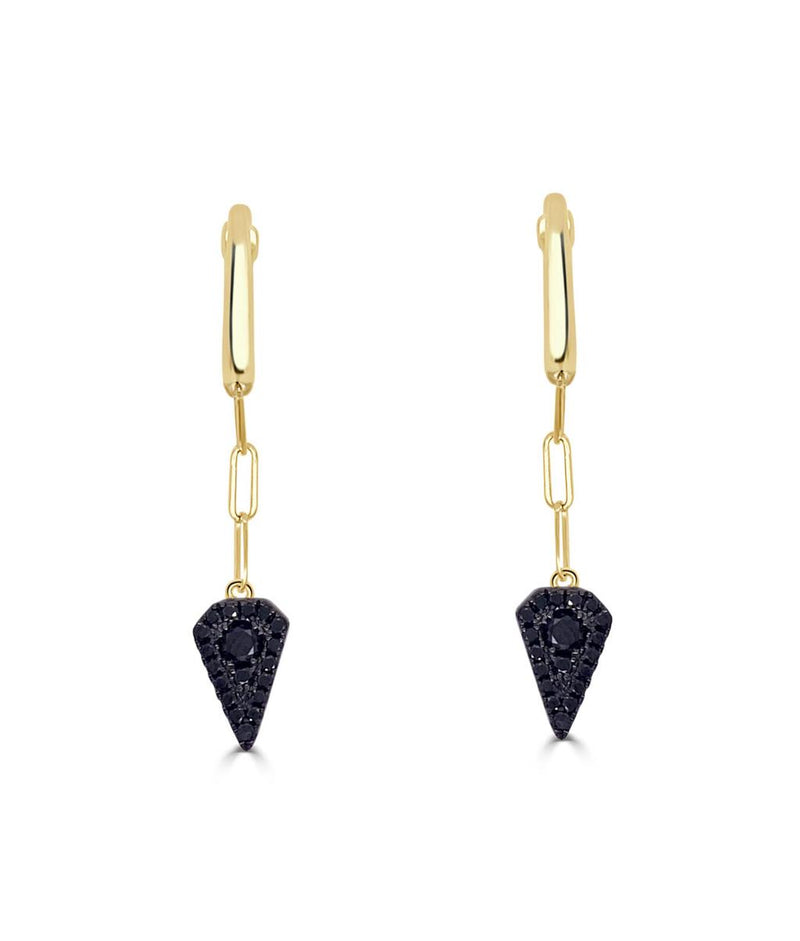 Frederic Sage 14k Yellow and White Gold Black Diamond Arrow Dangle Earrings