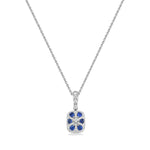 Charles Krypell 18k White Gold London Blue Topaz, Sapphire, and Diamond Starburst Pendant Necklace