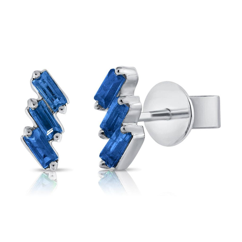 Davis Classics Sapphires Stud Earrings in 14k White Gold