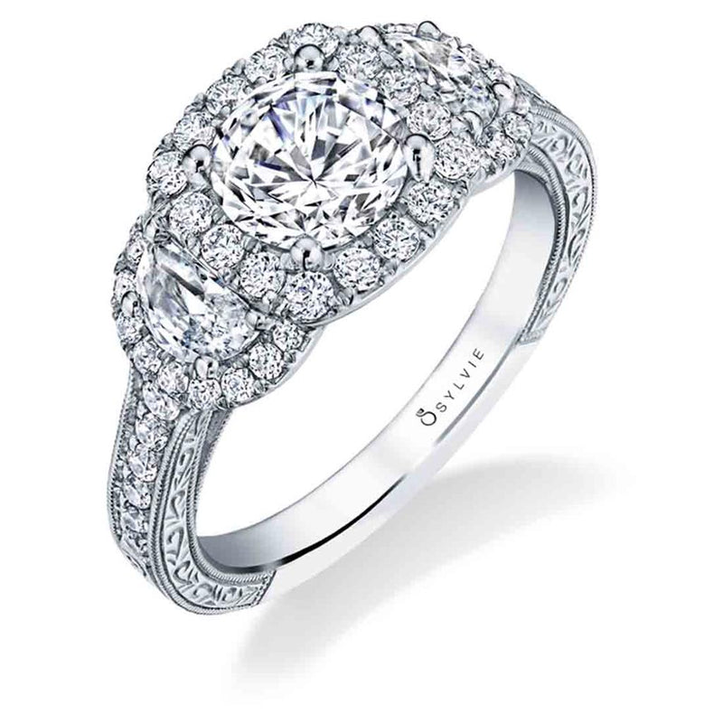 Sylvie Halo Diamond Engagement Ring Setting in 14k White Gold