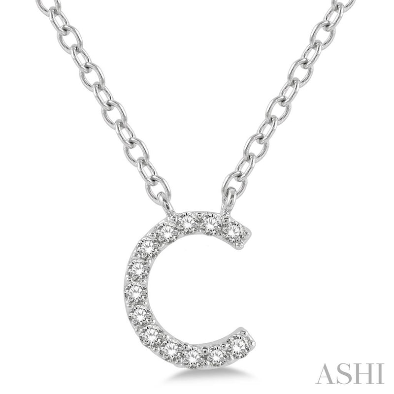 Davis Classics 14k White Gold Diamond Initial "C" Pendant Necklace