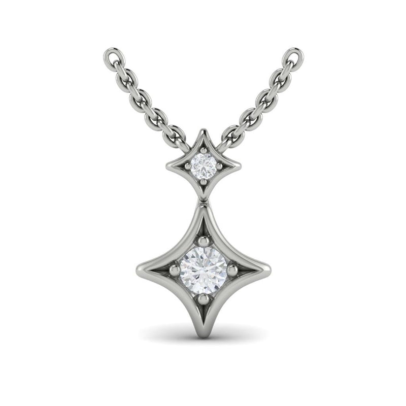 Vlora 14k White Gold Estrella Collection Star Design Diamond Pendant Necklace