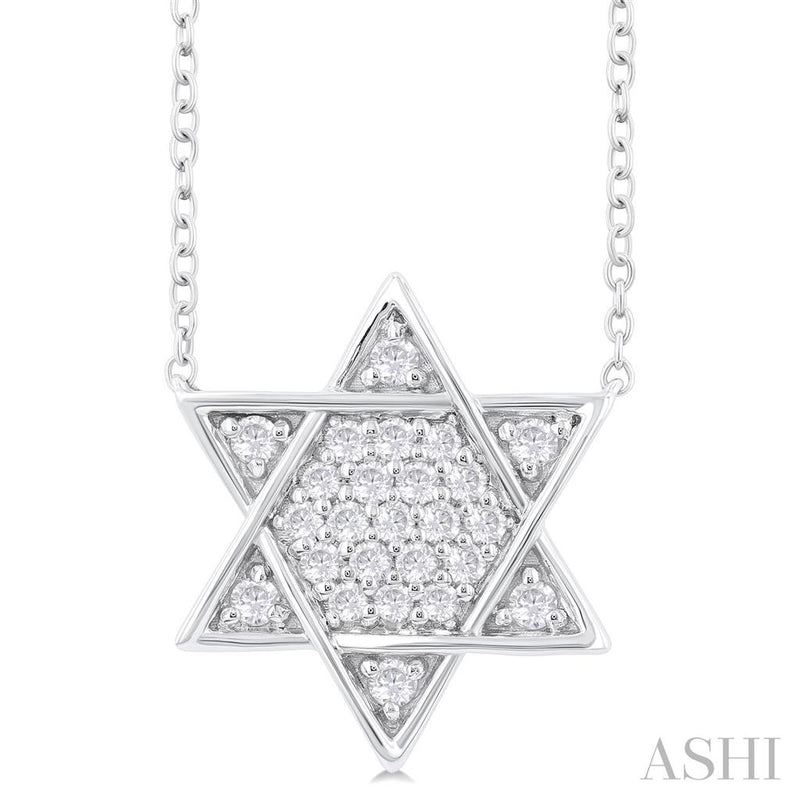 Davis Classics 14k White Gold Diamond Star of David Pendant Necklace