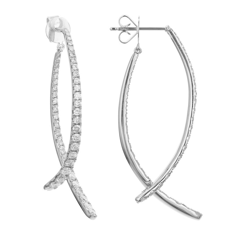 Davis Classics Diamond Hoop Earrings in 18k White Gold