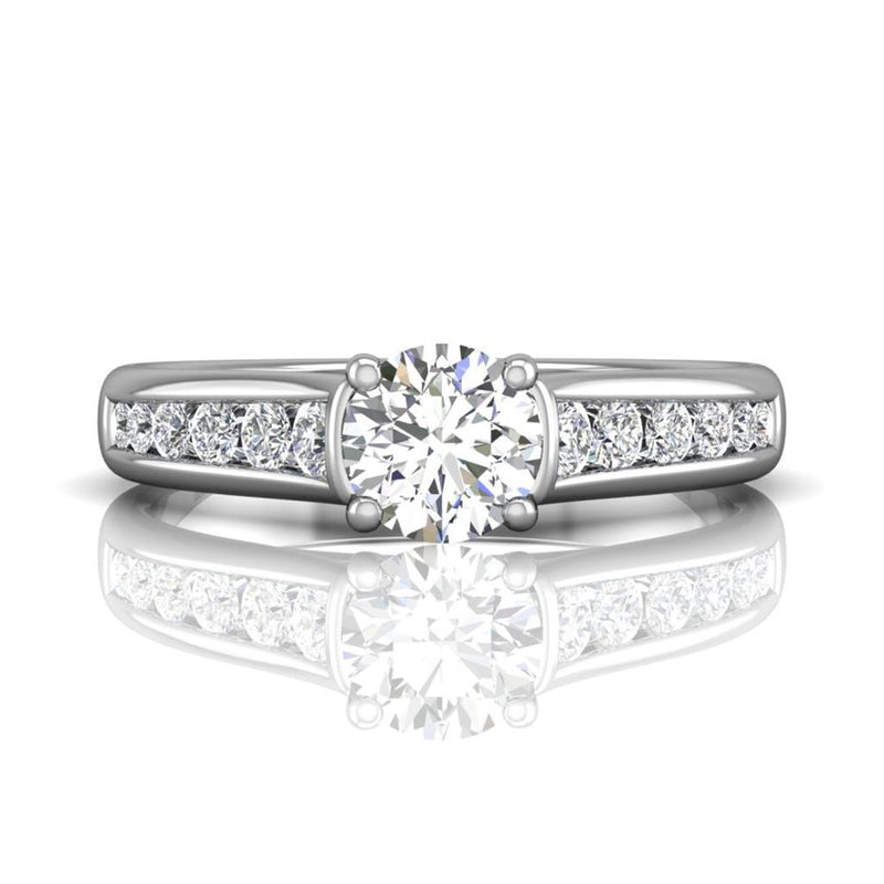 Martin Flyer Sidestone Diamond Engagement Ring Setting in 14k White Gold