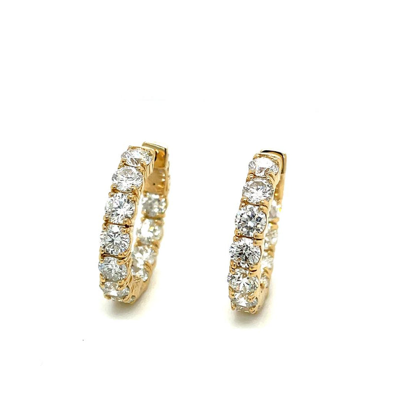 Davis Classics Diamond In & Out Hoop Earrings in 14k Yellow Gold