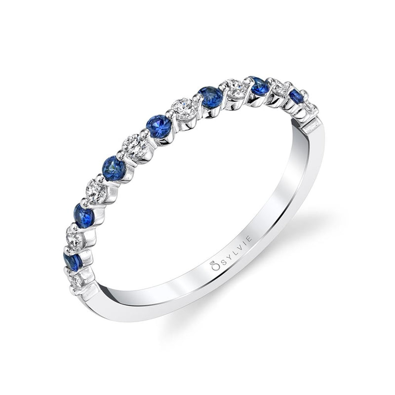 Sylvie Sapphires and Diamonds Stackable Fashion Ring in 14k White Gold