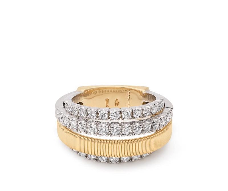 Marco Bicego 18K Yellow and White Gold Masai Collection Four-Row Diamond Band