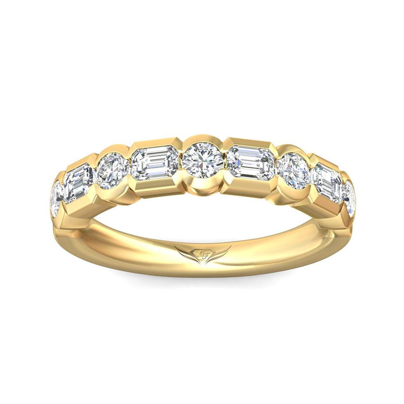 Martin Flyer Women's 14k Yellow Gold Diamond Band with Round and Emerald Cut Diamonds