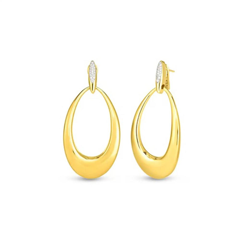 Roberto Coin Designer Gold Collection Diamond Drop Earrings in 18k White & Yellow Gold