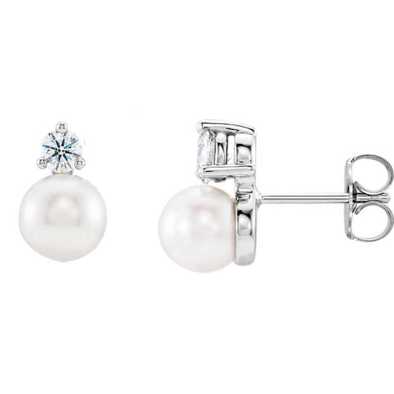 Davis Classics Pearl Stud Earrings in 14k White Gold