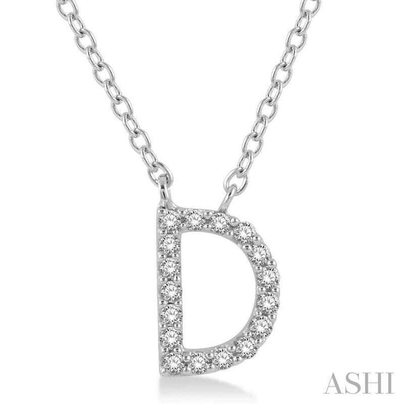 Davis Classics 14k White Gold Diamond Initial "D" Pendant Necklace