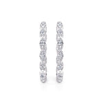 Davis Classics 14k White Gold In/Out Marquise Station Style Diamond Hoop Earrings