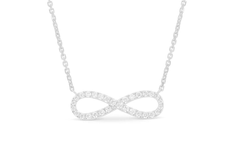 Madison L 14k White Gold Infinity Design Diamond Pendant Necklace