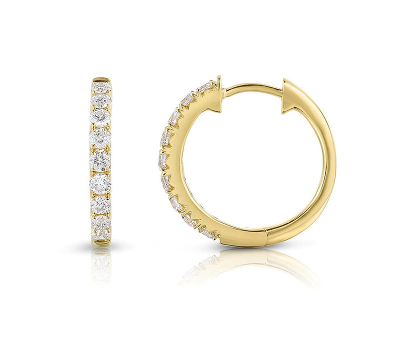 Davis Classics Diamond Hoop Earrings in 14k Yellow Gold