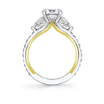 Sylvie 14k White and Yellow Gold Three-Stone Engagement Ring Setting