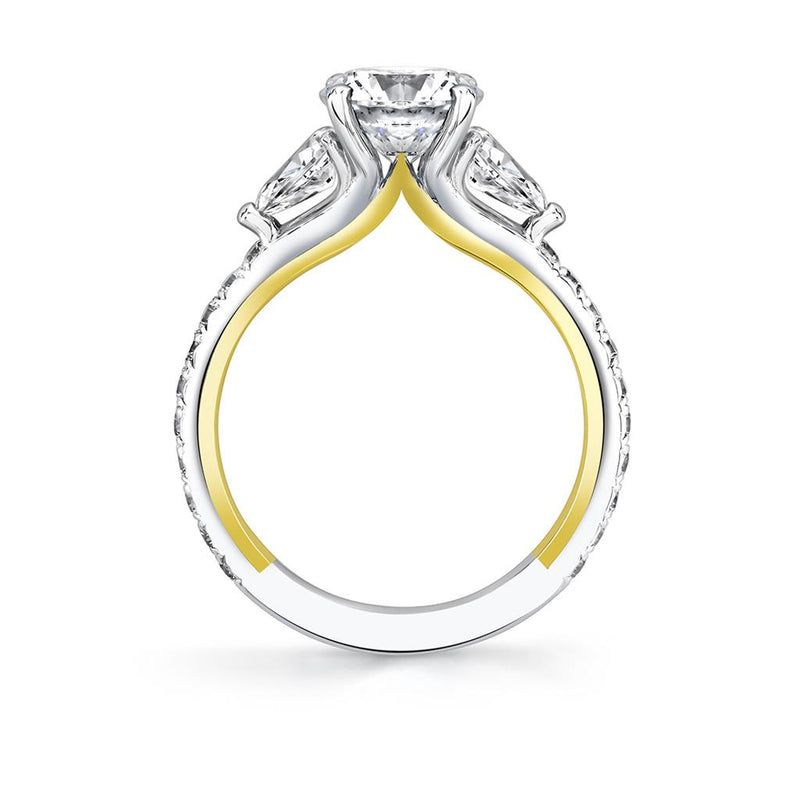 Sylvie 14k White and Yellow Gold Three-Stone Engagement Ring Setting