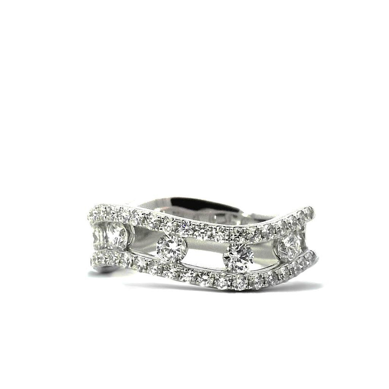 Charles Krypell 18k White Gold Open Wave Floating Diamond Band