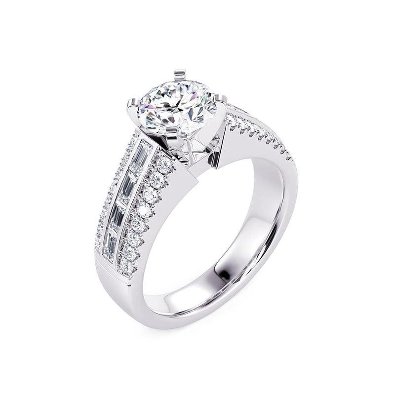 Davis Classics 14k White Gold Multi-Row Engagement Ring Setting