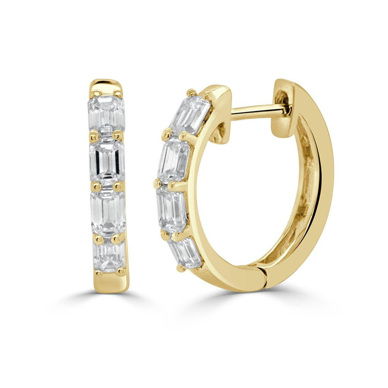 Davis Classics Diamond Huggie Hoop Earrings in 14k Yellow Gold