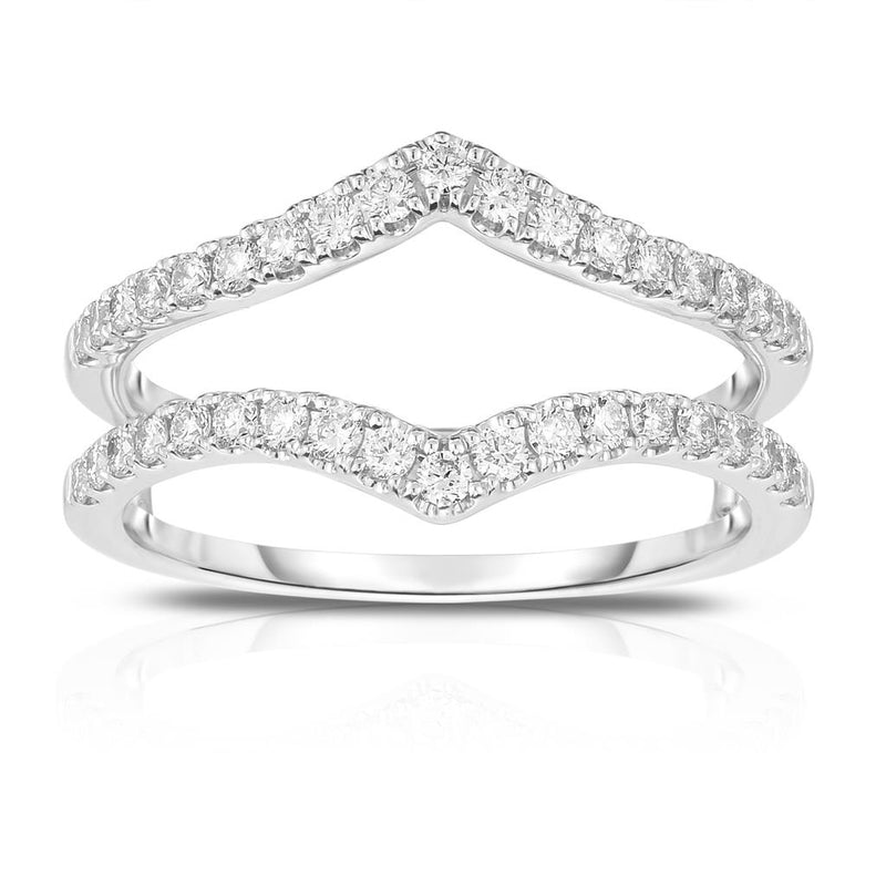 Davis Classics Women's 14k White Gold V-Design Diamond Ring Guard