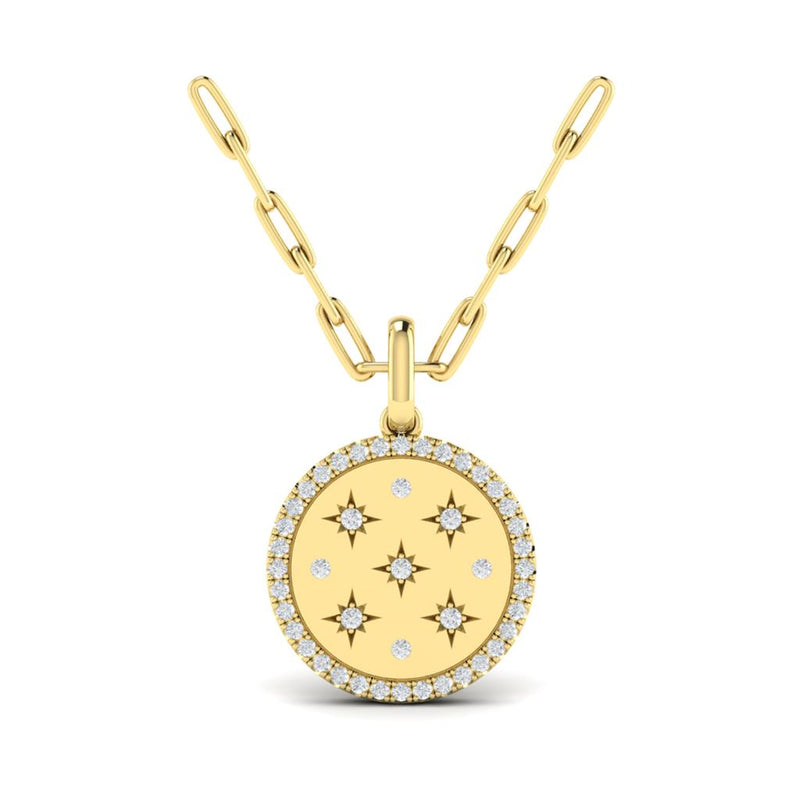 Vlora 14k Yellow Gold Amuleta Collection Diamond Medallion Pendant Necklace