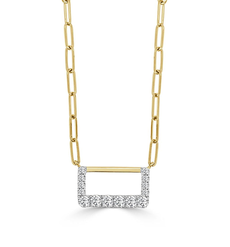 Frederic Sage 14k Yellow and White Gold Rectangular Diamond Pendant