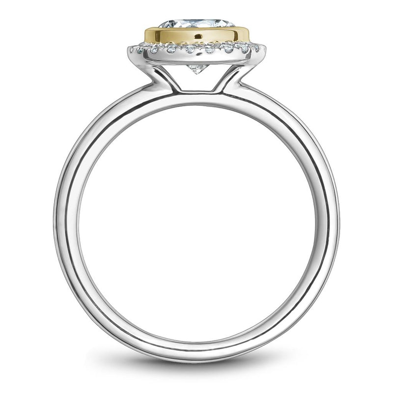 Noam Carver Halo Diamond Engagement Ring Setting in 14k White & Yellow Gold