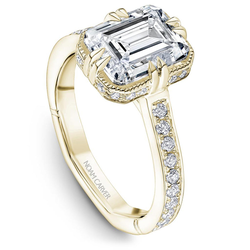 Noam Carver Halo Diamond Engagement Ring Setting in 14k Yellow Gold