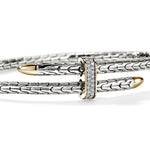 John Hardy 14k Yellow Gold and Sterling Silver Spear Flex Diamond Cuff Bracelet