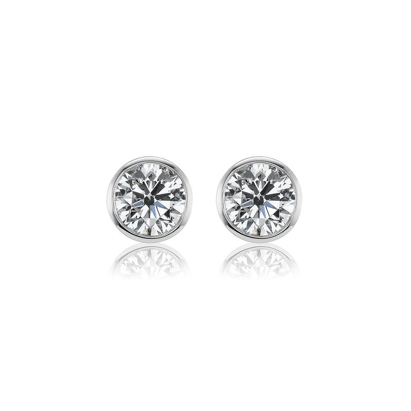 Davis Classics Diamond Solitaire Earrings in 14k White Gold