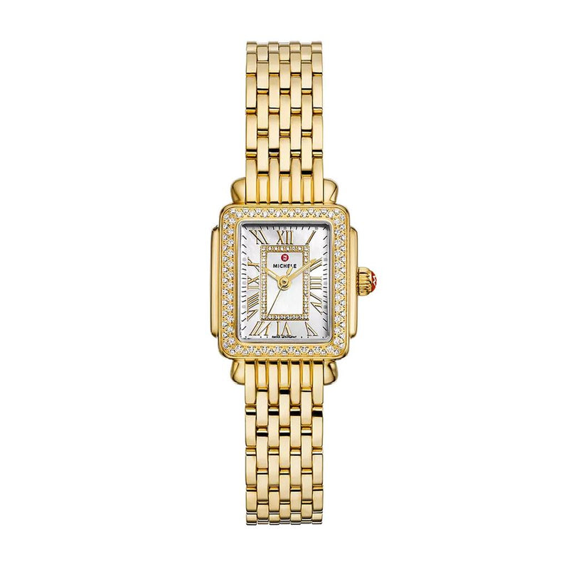 Michele Deco Madison Mini Diamond 18K Gold-Plated Watch