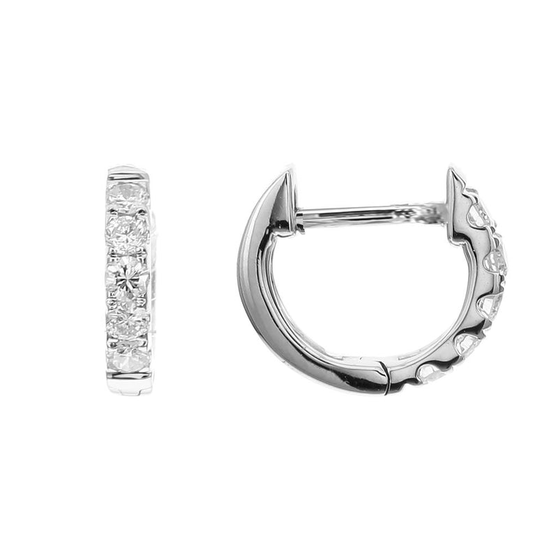 Davis Classics Diamond Hoop Earrings in 18k White Gold