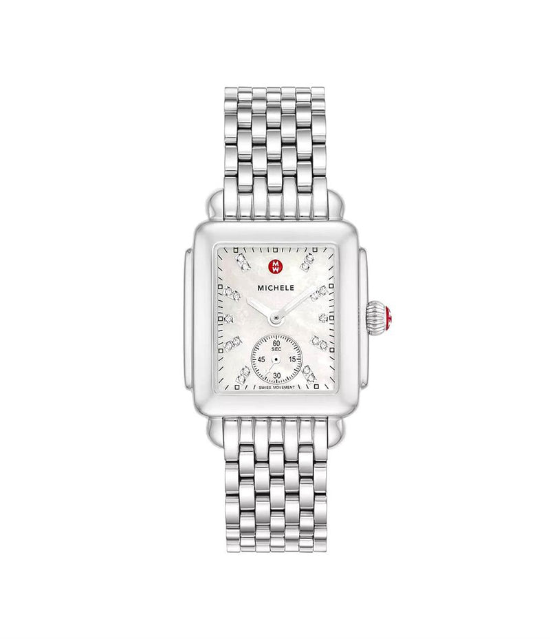 Michele Deco Mid Stainless Diamond Dial Watch